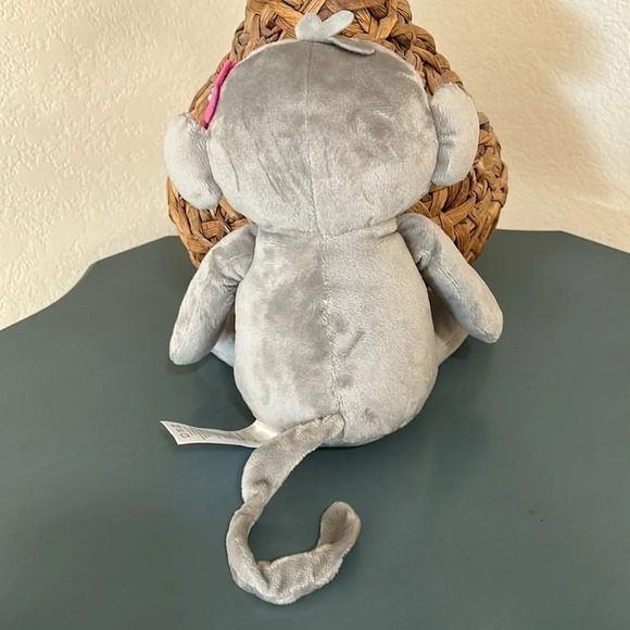NWT Plush Monkey by Lambs & Ivy Cupcake Gray Pink Flower 2021 BEDTIME ORIGINALS - Picture 4 of 8